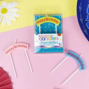 Bougie Créative en Forme d'Arche en Paraffine Happy Birthday Lettres Colorées Décoration de Gâteau d'Anniversaire pour Enfants