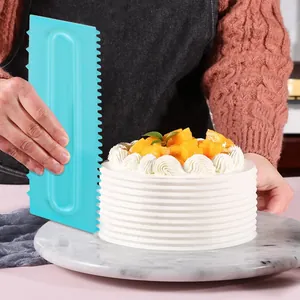 Plastic Cake Scraper Set Cream Comb Icing Smoother Serrated Wavy Edge Fondant Decorating Baking Tools For Kitchen Cake Styling