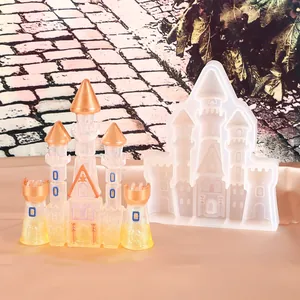 Handgefertigte 3D-Schloss-Silikonform für DIY-Kristallepoxidharz-Märchenornamente