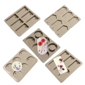 Moule en Silicone DIY 6 Cavités pour Tablettes de Cire Aromathérapie Plâtre Savon Artisanal Rectangulaire Diamant Rond Forme de Clé Outil de Cuisson Artisanal