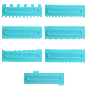 7pcs plastic cake scraper set with various serrated edges for frosting patterns