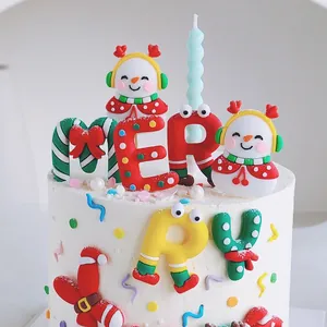Ensemble de décoration de gâteau de Noël avec bonhomme de neige et lettres en colle souple