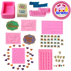 Alphabet Herz Silikonform Herz Buchstabe Schokolade Einsatz DIY Kristall Kleber Kuchen Backen Dekoration Form Rosa Grau Kuchenform