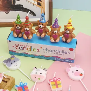 Velas de Cumpleaños Creativas de Oso de Dibujos Animados de Cera de Parafina Lindas Decoraciones de Pastel para Fiesta