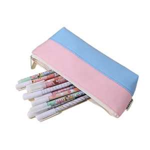 Large capacity pastel color-block Oxford cloth pencil case stationary pouch for students
