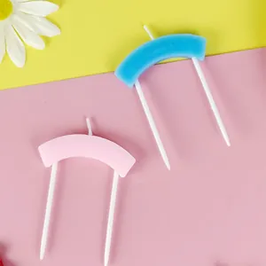 Bougies d'anniversaire créatives en forme d'arche pour décoration de gâteau bleu rose