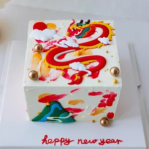 Chinese New Year dragon cake topper set with clouds and mountain cake decorations