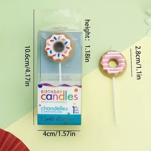 Detailed dimensions of the cute donut birthday candle with clear packaging size guide