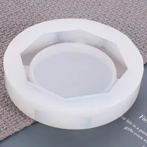 Detail view of large octagonal silicone mold for resin ashtray DIY crafting