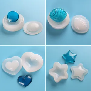 Set stampi in silicone a forma di conchiglia, cuore e stella per ciondoli in resina.