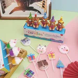 Velas de cumpleaños creativas de oso y animales para decoración de pasteles