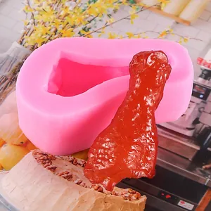 Detailed realistic chicken drumstick silicone mold for chocolate and fondant cake decoration