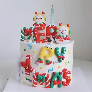 Kit de décoration de gâteau de Noël en argile souple avec bonshommes de neige mignons