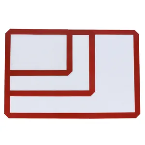 Set of three heat-resistant non-stick silicone glass fiber baking mats in different sizes.
