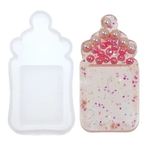 DIY baby bottle shape silicone mold for crystal resin quicksand charms and pendants
