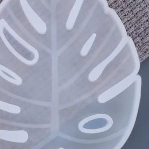 Close-up of monstera leaf silicone mold showing intricate vein details for DIY resin coasters