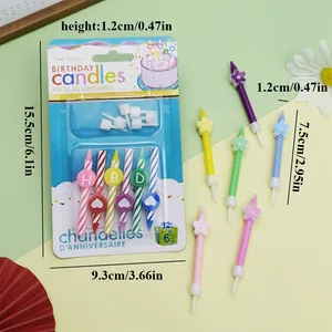 Set of creative spiral birthday candles with flower and heart shapes and dimensions
