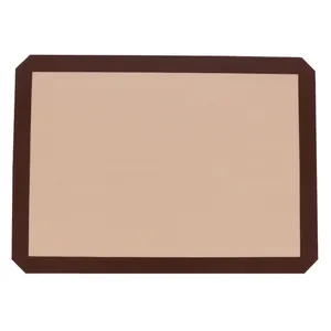 Macro view of a non-stick silicone baking mat with high temperature fiberglass mesh.
