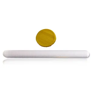 Detail view of white textured rolling pin for fondant embossing and cake decorating