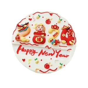 Kit de décoration de gâteau Année du Dragon 2024 avec plaque Happy New Year pour desserts