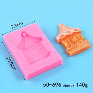 Detail view of carousel silicone mold sized 10.9cm x 7.8cm with finished resin cast sample