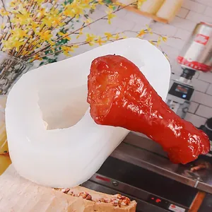 Detailed 3D chicken drumstick silicone mold for realistic resin and soap crafts.