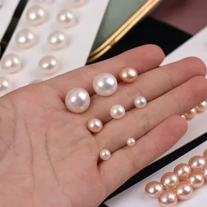 Perle d'Eau Douce Naturelle Demi Ronde Pain Perles Pour DIY Bijoux Création Haute Lustre Perles En Vrac Pour Boucles d'Oreilles Bagues Femme Accessoires Fait Main