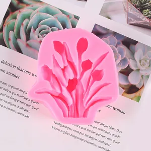 Close-up detail of a pink tulip flower bouquet silicone mold for aroma stone crafting