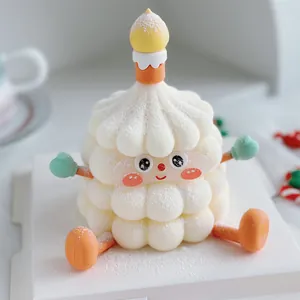 Cute cartoon candle-shaped soft plastic cake topper decoration for children's baking party