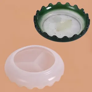 Stampo in Silicone per Piatti con Bordo a Onda a Specchio in Resina Epossidica di Cristallo Fai Da Te Strumento di Fusione per Piatti Rotondi