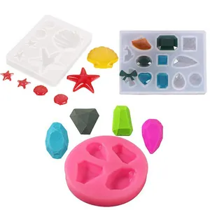 Stampo in Silicone Fai da Te per Colata di Resina Forme a Stella Marina Conchiglia Delfino Cuore Pietra Preziosa Sfaccettata per Orecchini Pendenti