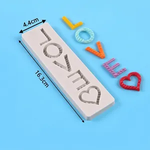 Λεπτομέρεια καλουπιού σιλικόνης LOVE με διαστάσεις 16,3x4,4 cm και βάρος περίπου 62 g
