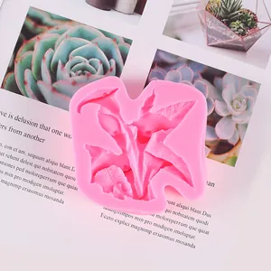 Detailed macro view of pink lily flower silicone mold used for DIY plaster and candle crafting