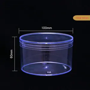 Contenedor de plástico transparente para pasteles, 100 mm de diámetro y 60 mm de alto