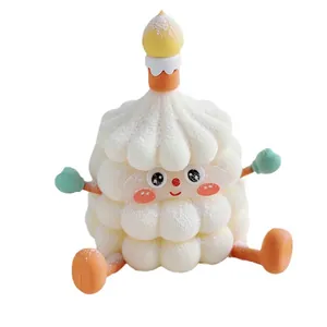 Cute cartoon candle cake topper ornament decoration with smiling face for kids party