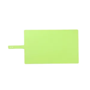 Light green silicone kneading mat with scale markings and integrated storage strap.