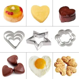 Stainless Steel Heart Star Shape Cookie Cutter Set 3 Pieces DIY Baking Molds For Biscuits Fruit Cake Decoration Kitchen Tools
