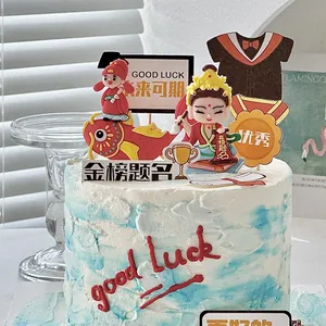 Juego de Adornos para Pastel de Graduación de Goma Blanda Figura de Erudito Chino Pez Koi para Fiesta de Graduación Éxito Académico Accesorios para Hornear