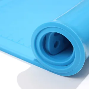 Professional blue thickened silicone baking mat with measuring scale and non-stick surface