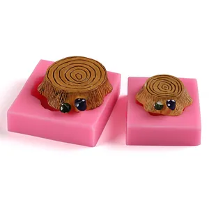 Juego de moldes de silicona de tocón de árbol con textura de anillos para fondant y bricolaje