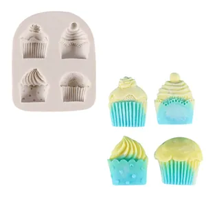 Molde de silicona profesional de 4 cavidades para cupcakes y helados para repostería