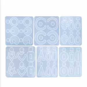 Lot de 6 moules en silicone pour boucles d'oreilles en résine formes cœur géométrique