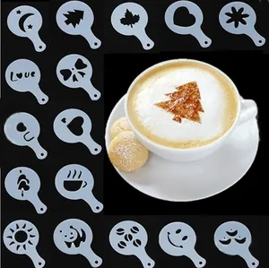 Plastic Coffee Stencils Set Foam Latte Art Templates Baking Mold Heart Star Patterns For Home Kitchen DIY Decorating