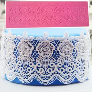 Detailed floral lace pattern fondant cake silicone mold for DIY baking decoration