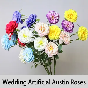 Beautiful multicolored artificial Austin roses for wedding and floral event decorations.