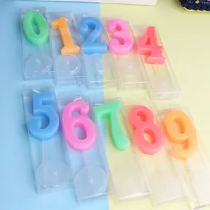 Large Digital Number Birthday Candles Drip-Proof Tray Paraffin Wax Cake Decoration Party Celebration Multicolor Random Styles