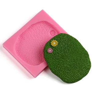 Molde de silicona rosa para decoración de tartas de fondant con textura de césped