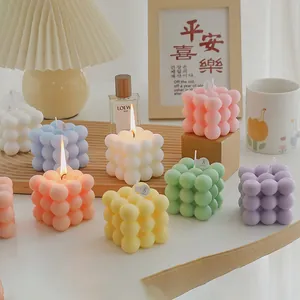Velas aromáticas coloridas en forma de cubo de burbujas para decoración de hogar y regalos