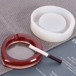 Premium DIY silicone mold for resin ashtray with finished red crystal glue sample display