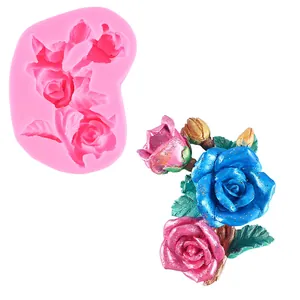 Rose flower cluster silicone mold for DIY aromatherapy plaster and resin car vent clips.